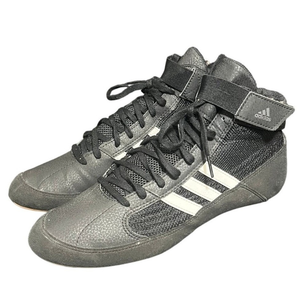Adidas HVC Wrestling Shoes Mens 8.5 Black White Gum Sole AQ3325 Combat Training
